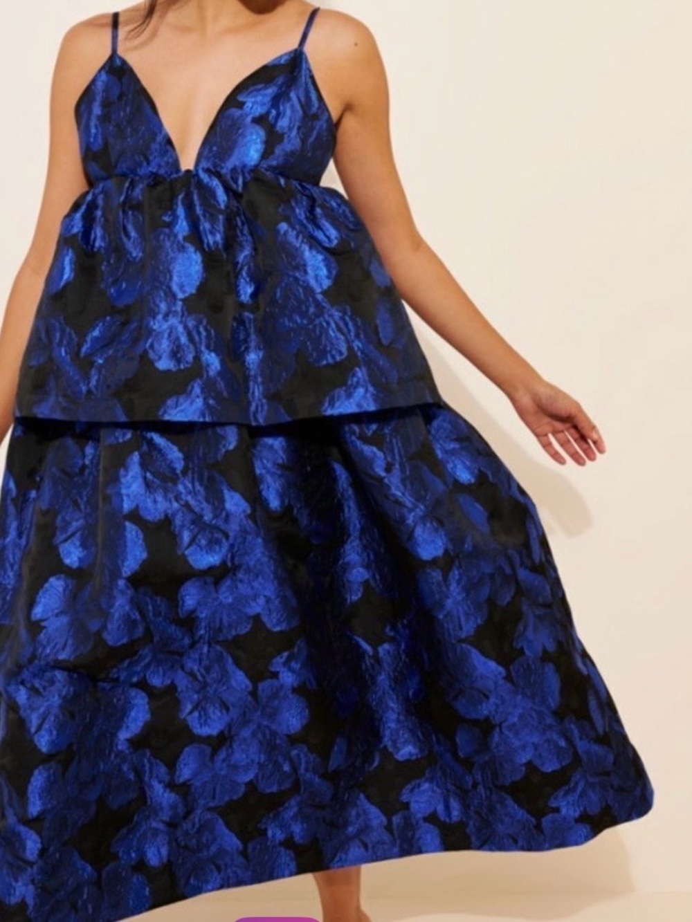 Anthropologie Black and Royal Blue Floral Maxi Dress